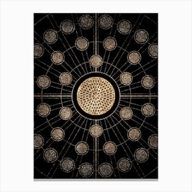 Geometric Glyph Abstract Radial Array in Glitter Gold on Black n.0377 Canvas Print