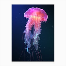 Sea Nettle Jellyfish Neon Illustration 4 Canvas Print