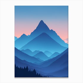 Misty Mountains Vertical Composition In Blue Tone 25 Canvas Print