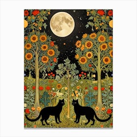 William Morris Cat In The Moonlight 11 Canvas Print