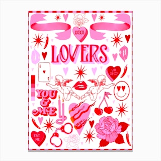 Lovers Doodles Canvas Print