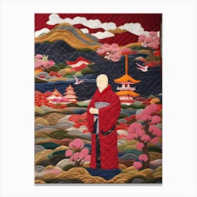 'Monk' Japanese Quilting Inspired Art, 1499 Canvas Print