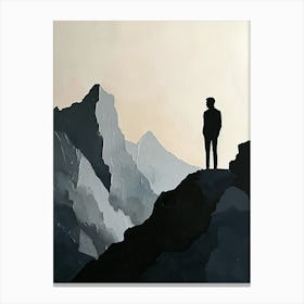 Man Standing On Top Of Mountain, Minimalism Canvas Print