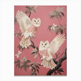 Vintage Japanese Inspired Bird Print Owl 2 Canvas Print