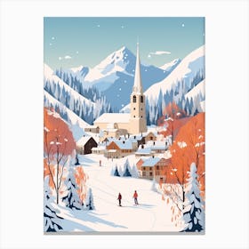 Retro Winter Illustration Chamonix France Canvas Print