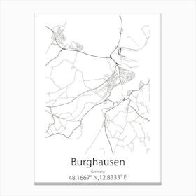 Burghausen,Germany Minimalist Map Canvas Print