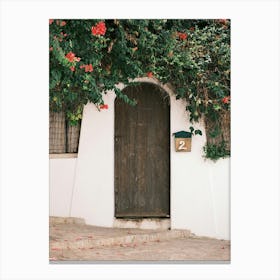 Wooden Door in an Street of Eivissa // Ibiza Travel Photography Canvas Print