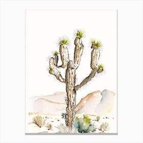Joshua Tree By Desert Spring Minimilist Watercolour  (4) Canvas Print