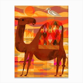 Camel with Pesky Bird Canvas Print