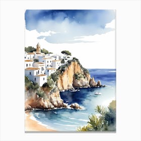 Spanish Ibiza Travel Poster Watercolor Painting (8) Canvas Print