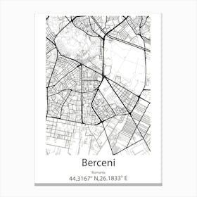 Berceni,Romania Minimalist Map Canvas Print