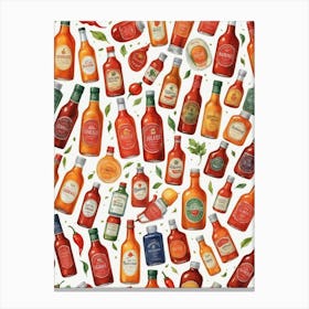 Hot Sauce Bottle Collection Canvas Print