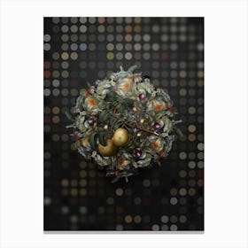 Vintage Pear Fruit Wreath on Dot Bokeh Pattern n.0672 Canvas Print