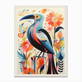 Colourful Scandi Bird Pelican Canvas Print