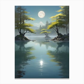 Moonlight Over The Lake Canvas Print