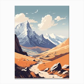 Annapurna Circuit Nepal 2 Hiking Trail Landscape Canvas Print