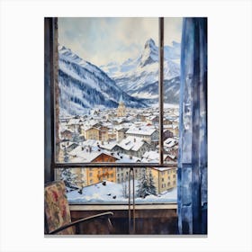 Winter Cityscape St Moritz 3 Canvas Print