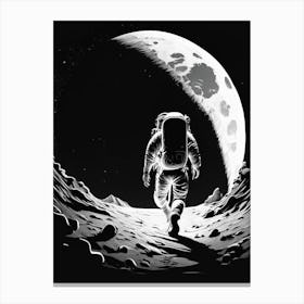 Astronaut Doing Moon Walk Noir Comic 2 Canvas Print