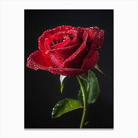 Red Rose With Water Droplets 2 Canvas Print