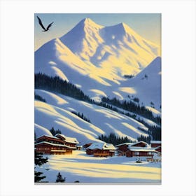 Myoko Kogen, Japan Ski Resort Vintage Landscape 2 Skiing Poster Canvas Print