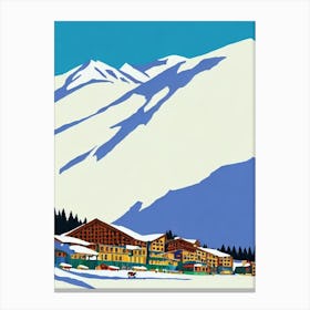 Val D'Isère 2, France Midcentury Vintage Skiing Poster Canvas Print