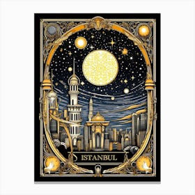 Istanbul, Turkey, Tarot Card Travel  Line Art 1 Canvas Print