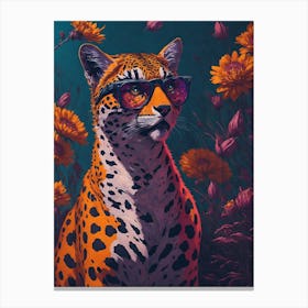 Cool Cheetah With Glasses Pop 1 Canvas Print