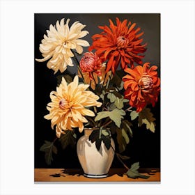 Bouquet Of Chrysanthemum Flowers, Autumn Fall Florals Painting 3 Canvas Print