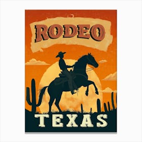 Texas Cowboy Rodeo Vintage Poster Canvas Print