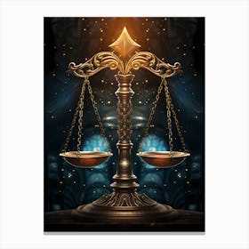 Justice Scales On A Dark Background Canvas Print