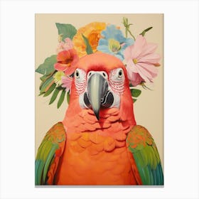 Bird With A Flower Crown Parrot 2 Canvas Print