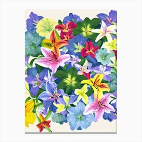 Lilies Modern Colourful Flower Canvas Print