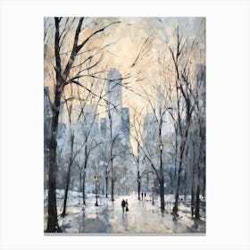 Winter City Park Painting Central Park New York City 2 Canvas Print