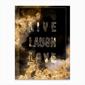 Live Laugh Love 2 Gold Star Space Motivational Quote Canvas Print