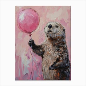 Cute Sea Otter 4 With Balloon Canvas Print