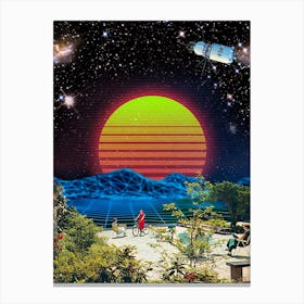 Synthwave space vintage retro collage #4 1 Canvas Print