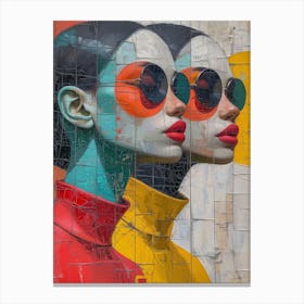 Two Women With Sunglasses Canvas Print