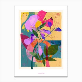 Sweet Pea 1 Neon Flower Collage Poster Canvas Print