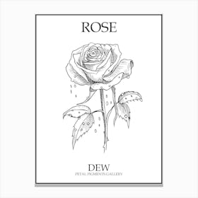 Rose Dew Line Drawing 2 Poster Canvas Print