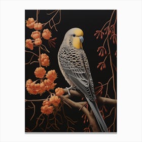 Dark And Moody Botanical Budgerigar 2 Canvas Print