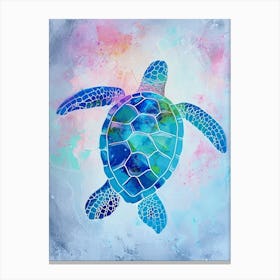 Colourful Paint Smudge Sea Turtle 1 Canvas Print
