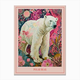 Floral Animal Painting Polar Bear 4 Poster Canvas Print