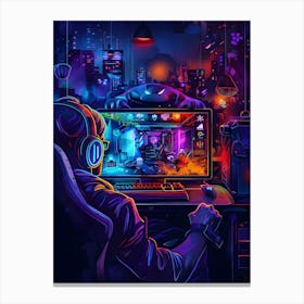 Neon Gamer Desktop Wallpaper 1 Canvas Print