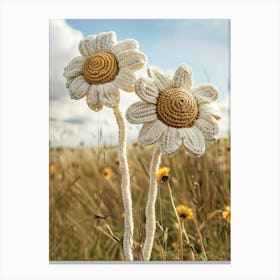 Double Daisy Knitted In Crochet 4 Canvas Print