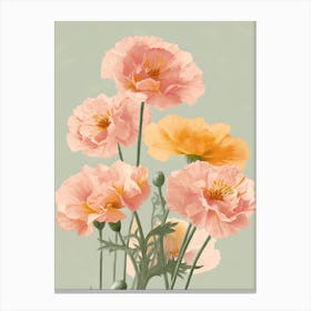 Marigold Flowers Acrylic Painting In Pastel Colours 2 Canvas Print