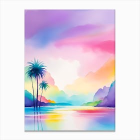Watercolor Landscape With Palm Trees Canvas Print