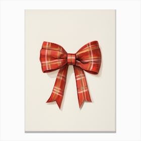 Red Tartan Bow 2 Canvas Print