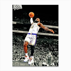 Lebron James Of The Los Angeles Lakers Dunks The Ball During The Game Against The Phoenix Suns Canvas Print