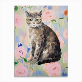 A Scottish Fold Blue Cat Painting, Impressionist Painting 7 Canvas Print