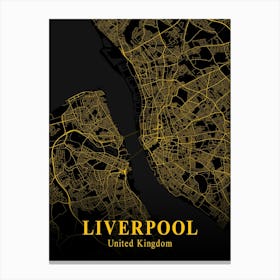 Liverpool Gold City Map 1 Canvas Print